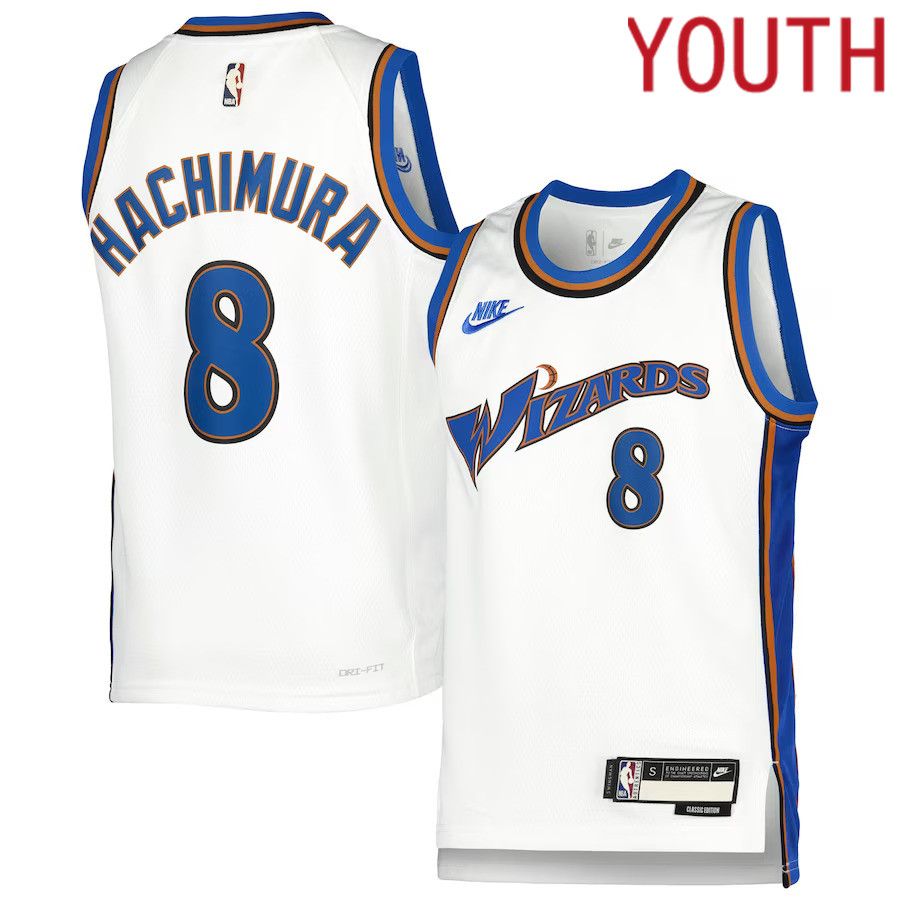 Youth Washington Wizards 8 Rui Hachimura Nike White 2022-23 Swingman NBA Jersey